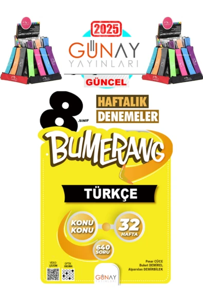 Günay Yayınları 8.Sınıf Bumerang 32’lik Haftalık Türkçe Denemeleri Türkçe Lgs + Polo Kalemlik Hediyeli ürün görseli 1