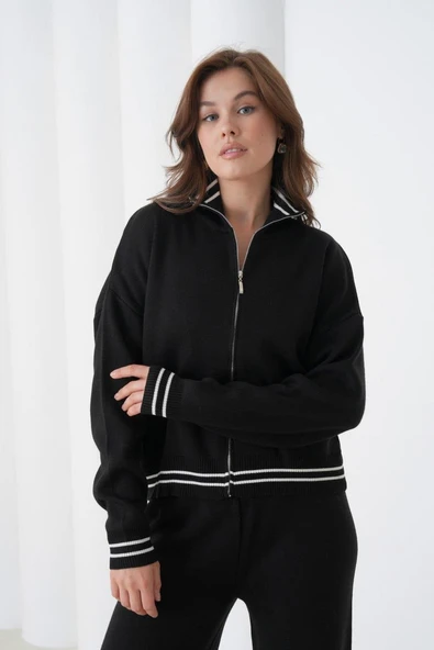 IŞŞIL 12343-Çizgi Kombin Spor Triko Eşofman Takım