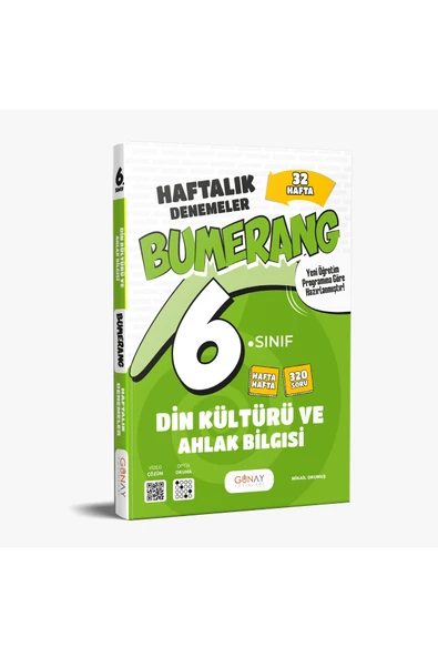 Günay Yayınları 6. Sınıf Bumerang Serisi Din Kültürü Ve Ahlak Bilgisi 32 Haftalık Deneme 2025-2026 Yeni Müfredat ürün görseli 1