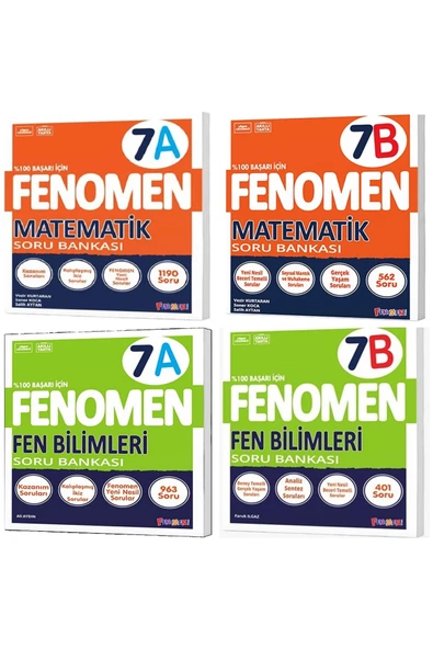 Fenomen Yayıncılık Fenomen Okul 2025 7. Sınıf Matematik + Fen Bilimleri A + B Serisi Soru Seti 4 Kitap ürün görseli 1