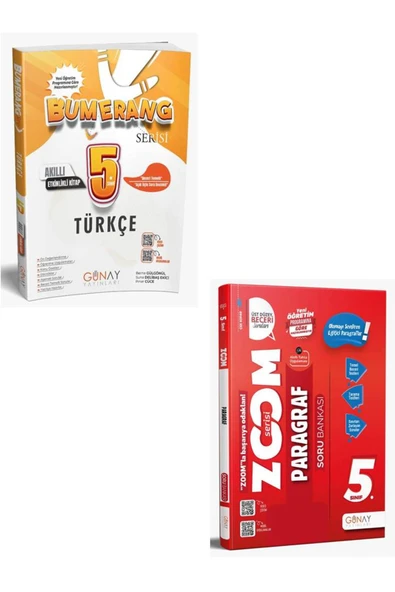 Günay Yayınları 5.SINIF YENI BUMERANG ETKINLIKLI TÜRKÇE + 5.SINIF ZOOM SERISI PARAGRAF SORU BANKASI ürün görseli 1