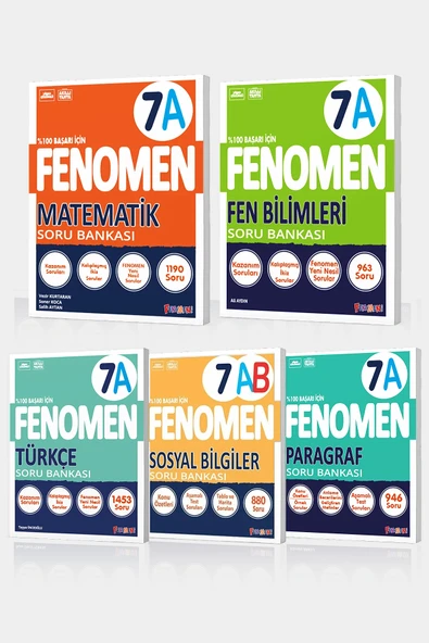 Fenomen Yayıncılık Fenomen 7. Sınıf 5'li A Set (MATEMATİKA, FENA, TÜRKÇEA, SOSYALAB, PARAGRAFA) ürün görseli 1