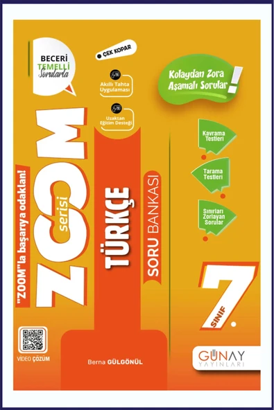 Günay Yayınları GÜNAY YAYINLARI 7.SINIF ZOOM SERİSİ TÜRKÇE SORU BANKASI ürün görseli 1