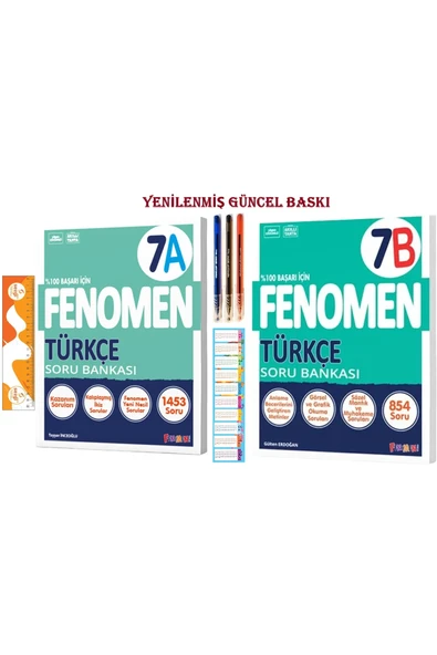 Fenomen Yayıncılık 7. Sınıf 7 Türkçe B ve A Soru Bankası 2025-2026 İle 3 Renk Tükenmez Kalem ürün görseli 1