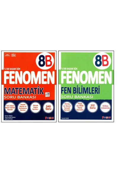 Fenomen Yayıncılık Fenomen 8. Sınıf LGS Matematik (B) + Fen Bilimleri (B) Soru Bankası 2 Kitap ürün görseli 1