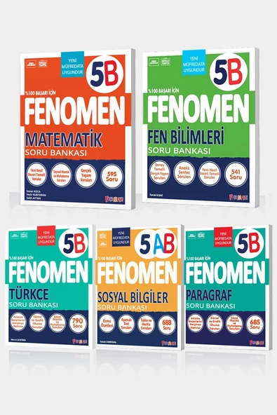 Fenomen Yayıncılık 2025 Fenomen 5. Sınıf 5'li B Set (MatematikB, FenB, TürkçeB, SosyalAB, ParagrafB) ürün görseli 1