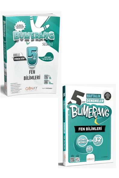 Günay Yayınları GÜNAY YAYINCILIK 5.SINIF BUMERANG FEN BİLİMLERI + 5.SINIF BUMERANG 32 HAFTALIK FEN DENEMELERİ ürün görseli 1