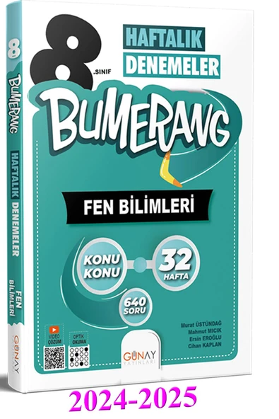 Günay Yayınları 8.Sınıf Bumerang 32’lik Haftalık FEN BİLİMLERİ Denemeleri ürün görseli 1