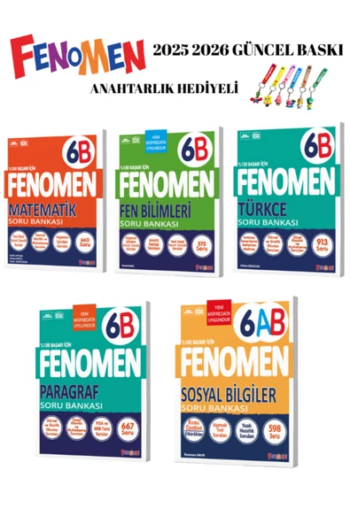 Fenomen Yayıncılık FENOMEN YAYINLARI 6.SINIF TÜM DERSLER B SERİSİ 5 LI 2025 2026 YENİ ÜRÜN ürün görseli 1