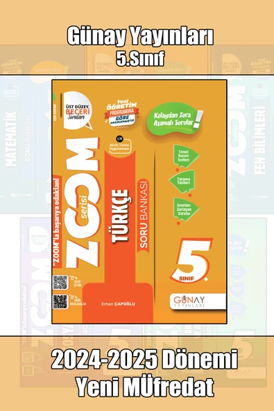 Günay Yayınları 5.Sınıf ZOOM Serisi Türkçe Soru Bankası 2025 Yeni Öğretim Yılı