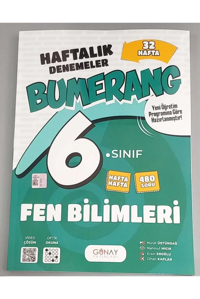 Günay Yayınları 6. Sınıf Bumerang 32 Haftalık Fen Bilimleri Denemeleri - Günay Yayınları 2026 ürün görseli 1