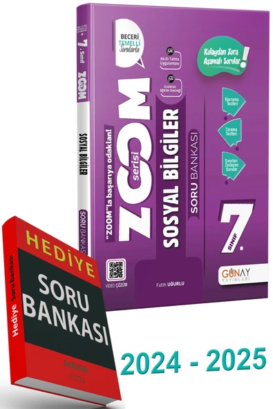 Günay Yayınları 7.SINIF ZOOM SERİSİ SOSYAL BİLGİLER SORU BANKASI (Soru Bankası Hediyeli) ürün görseli 1