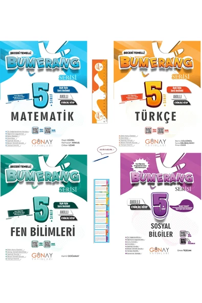 Günay Yayınları 5. Sınıf Bumerang Etkinlikli Matematik-Türkçe-Fen ve Sosyal Bilimler Soru Bankası Seti-Ayraç+Kalem ürün görseli 1