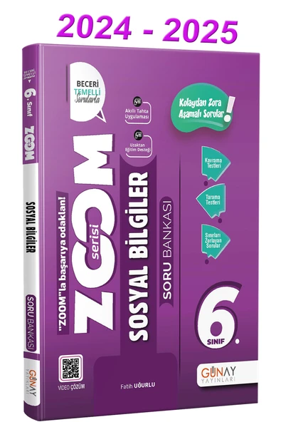 Günay Yayınları 2024 2025 6.SINIF ZOOM SERİSİ SOSYAL BİLGİLER SORU BANKASI