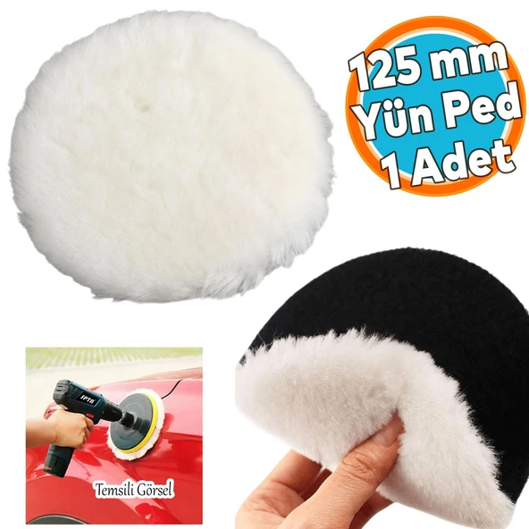 ( 3 Adet ) Koyun Postu Pedi Ø 125 mm Pasta Cila Polisaj Süngeri Cırt Tabanlı Kuzu Postu Yünü Keçesi Parlatma