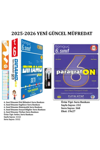 Tonguç Yayınları 6. Sınıf Dinamo Tüm Dersler Soru Bankası Set+ParagrafON Soru Bankası+Tikky Versatil Uçlu Kalem 0.7 ürün görseli 1