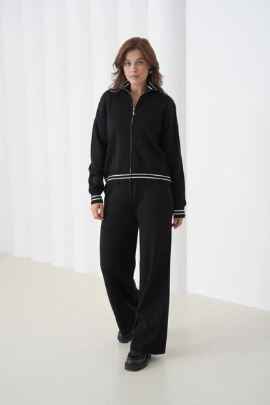 IŞŞIL 12343-Çizgi Kombin Spor Triko Eşofman Takım - 3