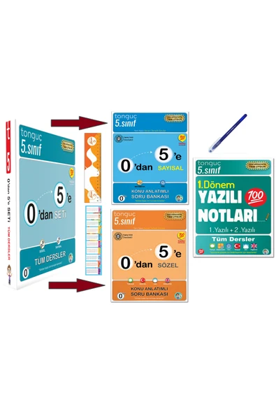 Tonguç Yayınları 0'dan 5'e Konu Anlatımlı Soru Bankası Seti ve 5. Sınıf Yazılı Notları 1. Dönem 1 ve 2. Yazılı+Sezgi ürün görseli 1