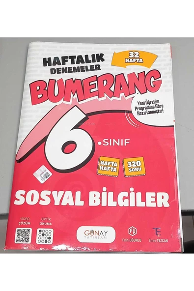 Günay Yayınları 6. Sınıf Bumerang 32 Haftalık Sosyal Bilgiler Denemeleri - Günay Yayınları 2026 ürün görseli 1