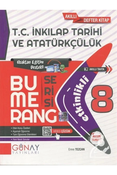 Gün&Ay Yayınları Bumerang Serisi - 8. Sınıf Etkinlikli T.C. İnkılap Tarihi ve Atatürkçülük & Akıllı Defter Kitap ürün görseli 1