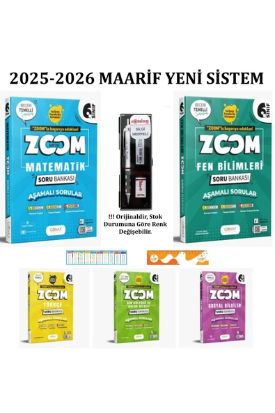 Günay Yayınları 6. Sınıf Zoom Serisi Tüm Dersler Soru Bankası Seti 5 Kitap+3'lü Kırtasiye Seti+Sezgistore Ayraç ürün görseli 1