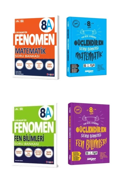 Fenomen Yayıncılık 8.Sınıf Fenomen Yayıncılık A Matematik + A Fen Bilimleri + Ankara Yayınları Güçlendiren Soru Bankası