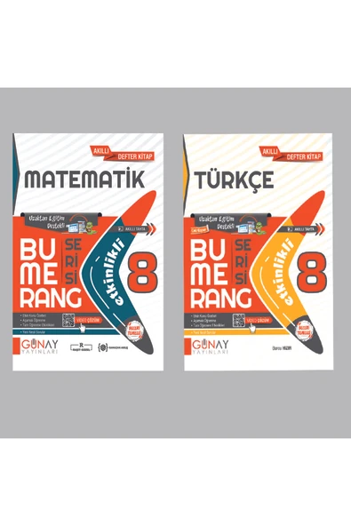 Günay Yayınları 8.Sınıf Bumerang Etkinlikli Türkçe ve Matematik Soru Bankası Seti Gün&Ay Yayınları ürün görseli 1