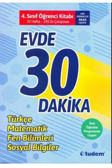 Tudem Yayınları 4. Sınıf Evde 30 Dakika Tüm Dersler Soru Ev Çalışması Tudem ürün görseli 1