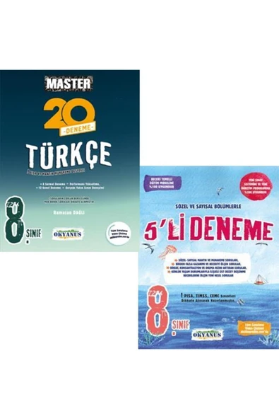 Okyanus Yayınları Okyanus 8 Sınıf Master Türkçe Deneme Ve 5li Genel Deneme 2021 ürün görseli 1