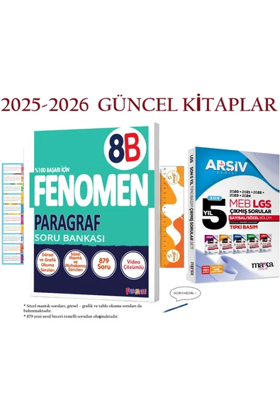 Fenomen Yayıncılık 8. Sınıf 8 Paragraf B Soru Bankası 2025-2026 YENİ !!! ve Son 5 Yıl MEB LGS Çıkmış Sınav Soruları ürün görseli 1