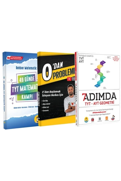 REHBER MATEMATİK YAYINLARI 49 Günde Tyt Matematik Kampı+ 0'dan Problemler+7 Adımda Tyt-ayt Geometri Soru Bankası 3'lü Set ürün görseli 1