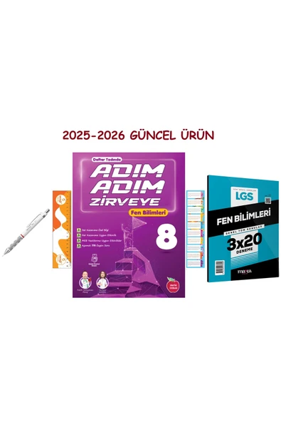 Newton Yayınları 8. Sınıf Adım Adım Fen Bilimleri Soru Bankası ve 3x20 Fen Deneme+Tikky 0.7mm Mekanik Kurşun Kalem