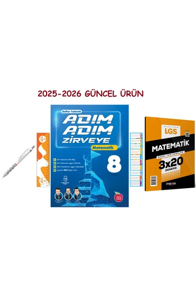 Newton Yayınları 8. Sınıf Adım Adım Matematik Soru Bankası ve 3x20 Matematik Deneme+Tikky 0.7mm Mekanik Kurşun Kalem ürün görseli 1