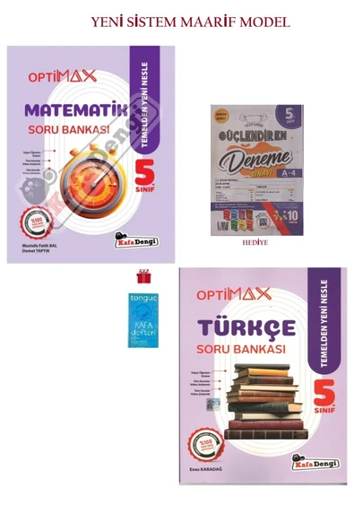 Kafa Dengi Yayınları 5. Sınıf Optimax Matematik ve Türkçe Soru Bankası + Deneme + Kafa Defteri