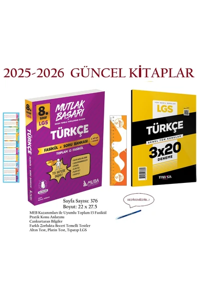 Muba Yayınları MB 8.Sınıf Türkçe Fasikül + Soru Bankası 2025-2026 Yenilenmiş ve 3x20 Türkçe Deneme+Tükenmez Kalem ürün görseli 1