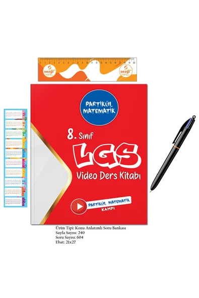 Tonguç Yayınları 8. Sınıf Partikül Matematik Video Ders Kitabı ve 902129 4 Colours Pro Tükenmez Kalem ürün görseli 1