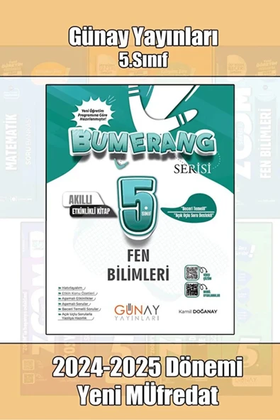 Günay Yayınları Günay Yayınları 5. Sınıf Bumerang Fen Bilimleri Akıllı Etkinlikli Kitap Yeni ürün görseli 1