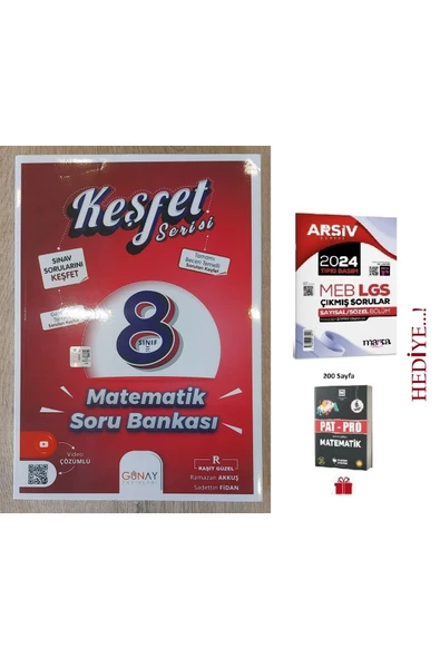 Günay Yayınları 8. Sınıf LGS Keşfet Serisi Matematik Soru Bankası+2024 LGS Çıkmış Soruları ve Pat-Pro Matematik S.B. ürün görseli 1