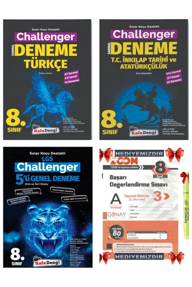 Kafa Dengi Yayınları Lgs 8. Sınıf Challenger 5'li Genel Türkçe İnkılap Deneme Set ürün görseli 1