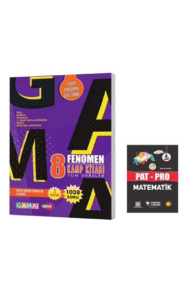 Fenomen Yayıncılık 8. Sınıf Fenomen Tüm Dersler Kamp Kitabı (1. DÖNEM) Ve Pat-pro Matematik Soru Bankası (2 KİTAP) ürün görseli 1