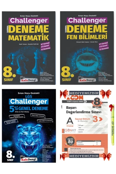 Kafa Dengi Yayınları Lgs 8. Sınıf Challenger 5'li Genel Matematik Fen Deneme Set ürün görseli 1