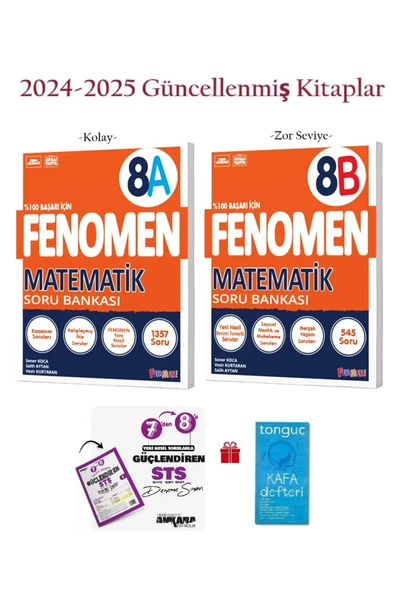 Fenomen Yayıncılık 8. Sınıf Fenomen 8A ve 8B Matematik Soru Bankası+7'den 8'e Seviye Tespit Sınavı+Kafa Defteri 2024 ürün görseli 1