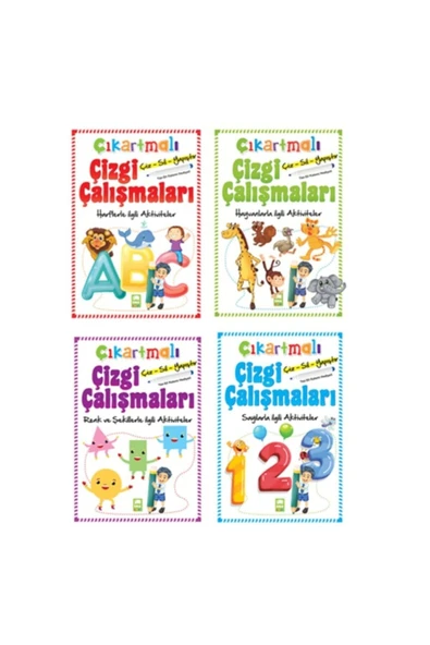 Ema Kitap Çıkartmalı Çizgi Çalışmaları Aktivite Kitabı ( 4'lü Set ) ürün görseli 1