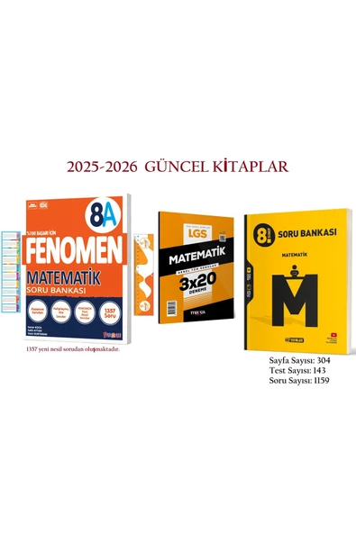 Fenomen Yayıncılık 8 Matematik A Soru Bankası ve Hız 8. Sınıf Matematik Soru Bankası 2'Li Karma Set ve Branş Deneme ürün görseli 1