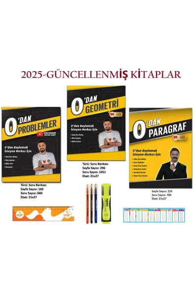 REHBER MATEMATİK YAYINLARI 0'dan Paragraf-0'dan Problemler ve 0'dan Geometri Seti İle Sezgistore Kitap Ayracı+Fosforlu Kalem