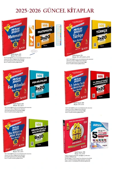 Muba Yayınları 8.Sınıf (LGS) Mutlak Başarı Soru Bankaları 6 Kitap 2025-2026 ve Branş Denemeleri 5 Adet+Çıkmış Sorul ürün görseli 1