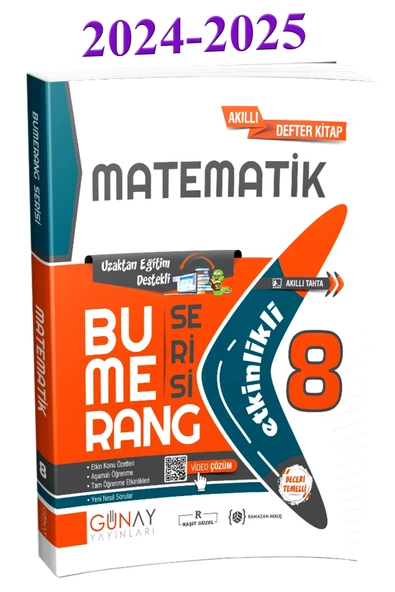 Günay Yayınları 2024 2025 LGS 8. Sınıf Bumerang Matematik Konu Anlatımlı ve Etkinlikli Soru Bankası ürün görseli 1
