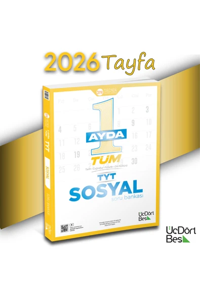 Üç Dört Beş Yayıncılık 345 Yayınları 1 Ayda Tüm TYT Sosyal Soru Bankası - Hızlı Tekrar Yeni Nesil ürün görseli 1