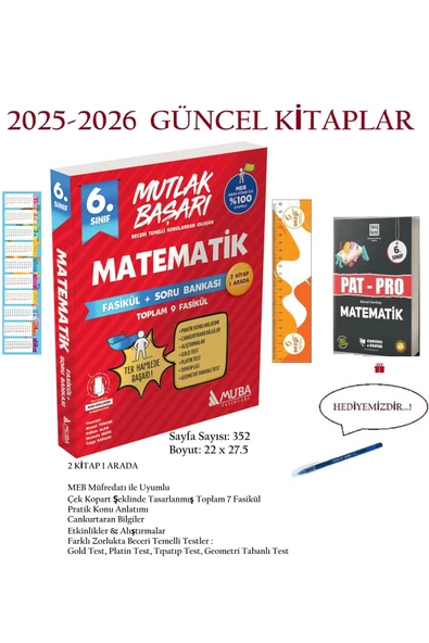 Muba Yayınları Muba Mutak Başarı MB 6.Sınıf Matematik Fasikül+Soru Bankası ve Pat-Pro Matematik S.B+Kalem