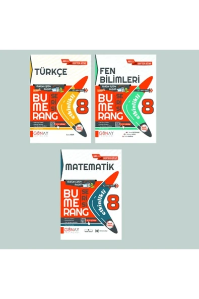 Günay Yayınları 2025 8. Sınıf Bumerang Etkinlikli Türkçe Matematik Fen Bilimleri Soru Bankası Seti ürün görseli 1